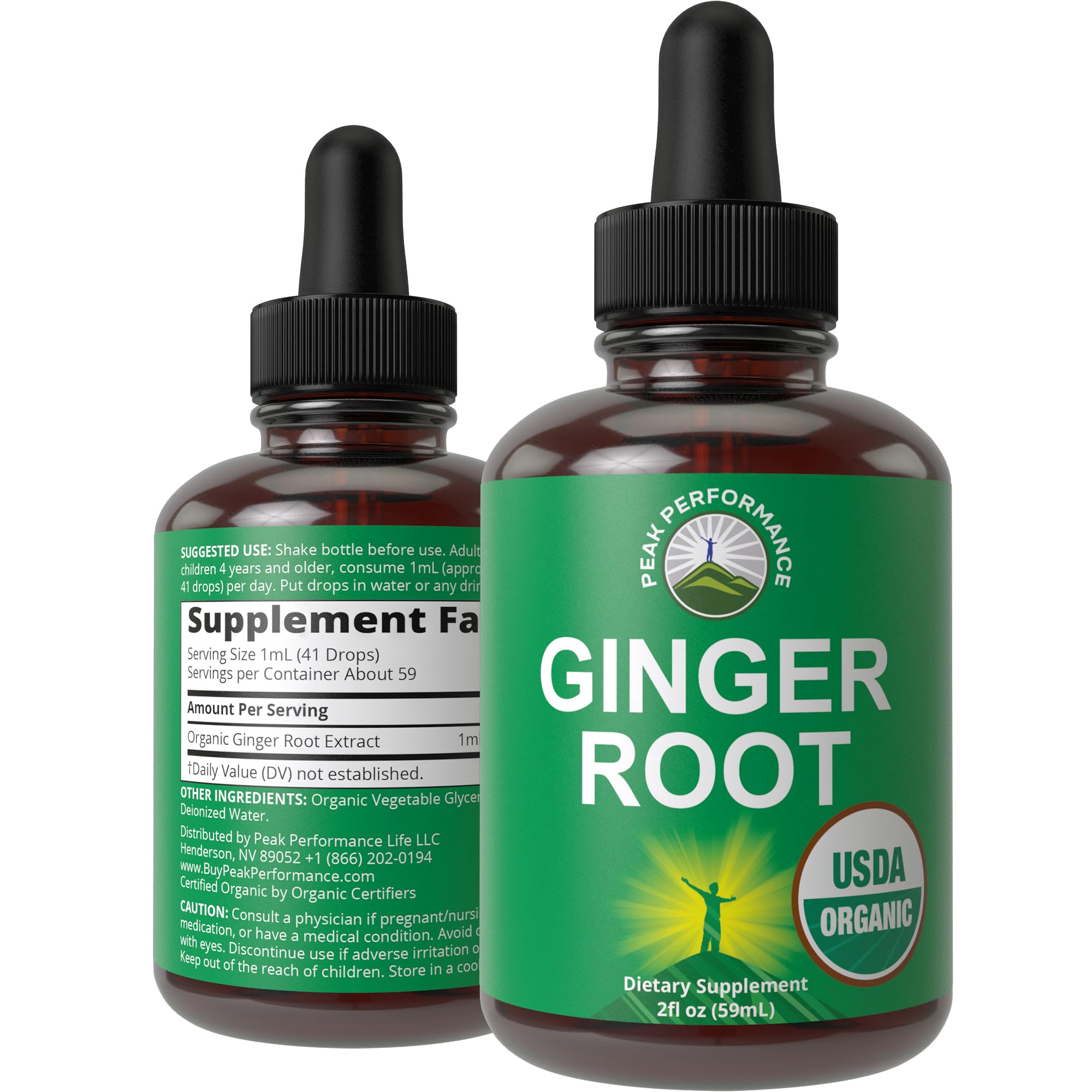 USDA Organic Ginger Root Liquid Drops bottle