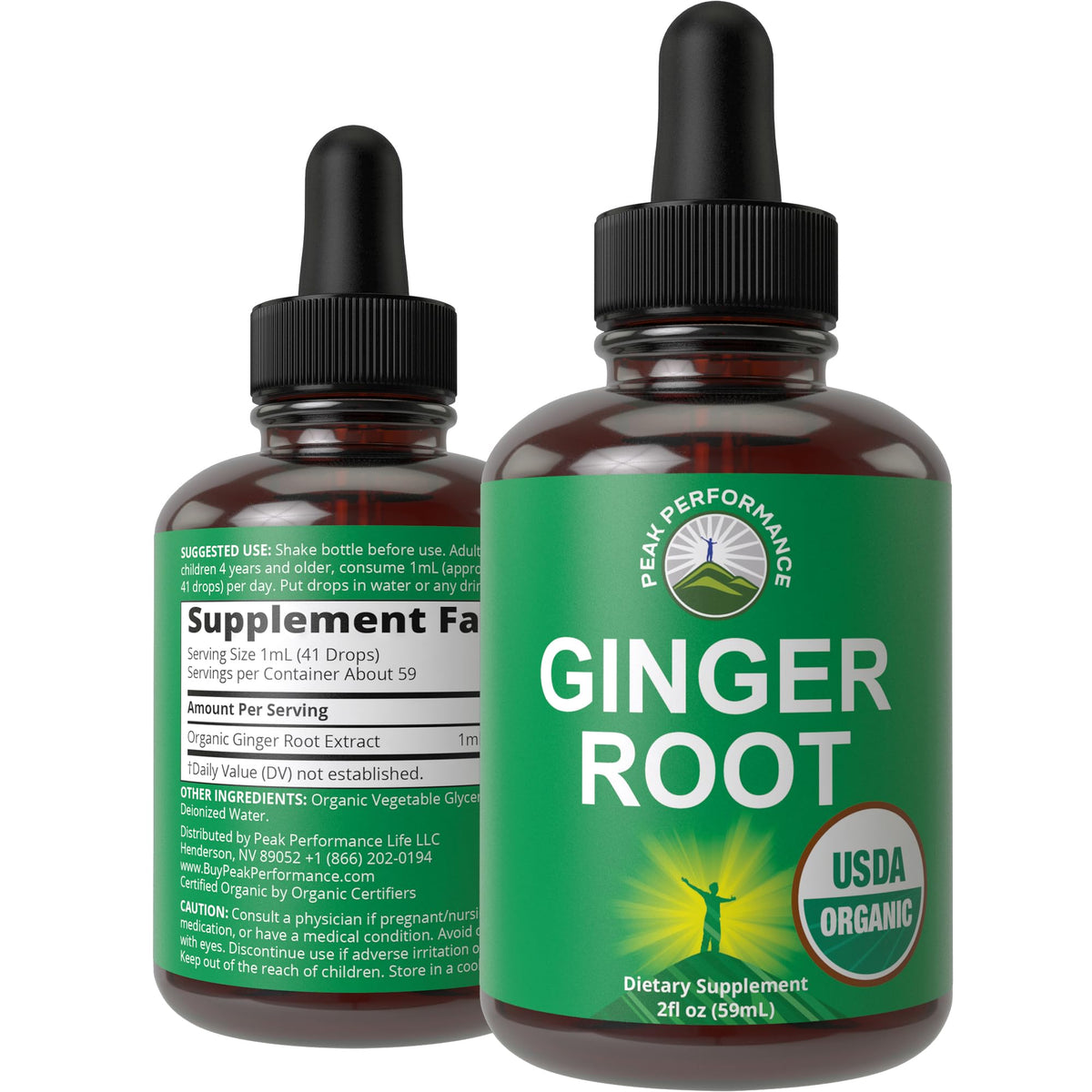 USDA Organic Ginger Root Liquid Drops bottle