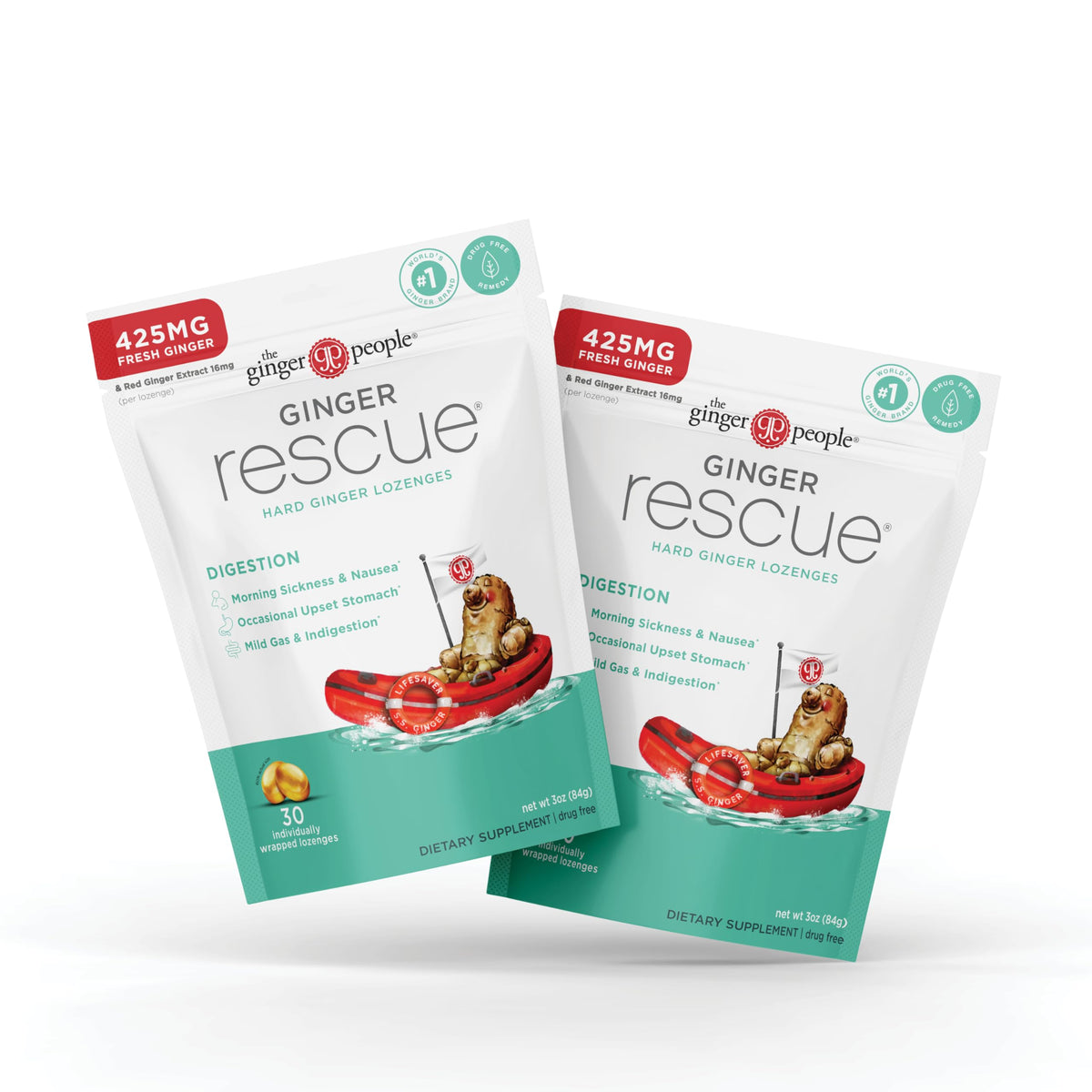 The Ginger People Ginger Rescue Digestive Wellness Lozenges Regular Strength packaging front