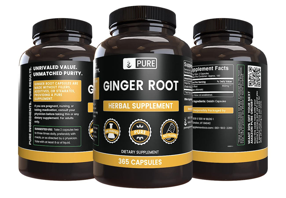 Ginger Root Capsules displaying single-ingredient formula