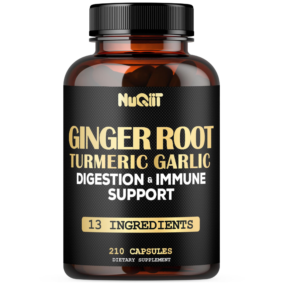 NUQIIT Ginger Supplements bottle with 210 capsules