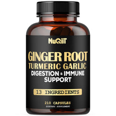 NUQIIT Ginger Supplements bottle with 210 capsules