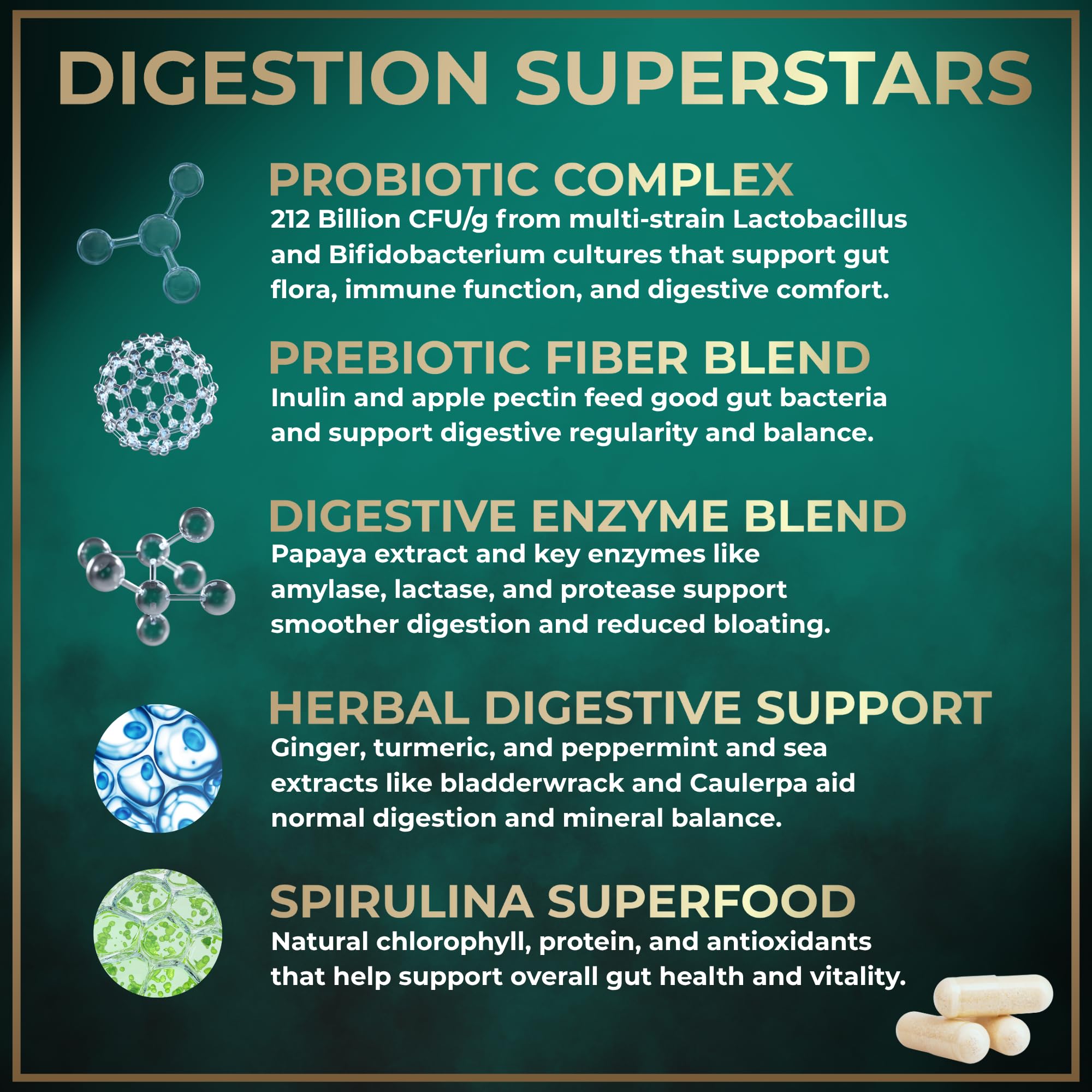 Ginger, turmeric, fennel and peppermint herbs for digestion