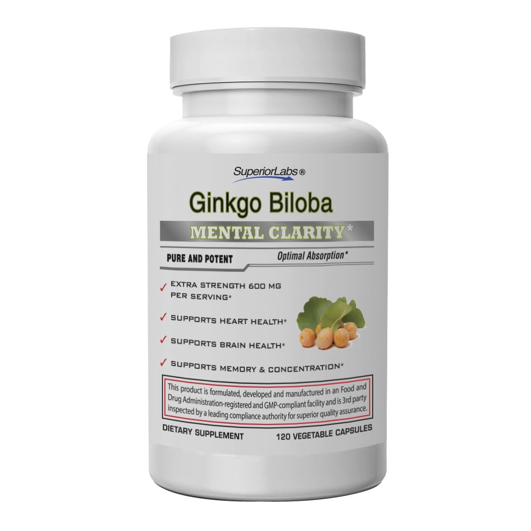 SuperiorLabs Ginkgo Biloba 1200 mg bottle – front view