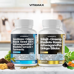 Ashwagandha, Ginkgo Biloba and Sea Moss herbal capsules — vegan