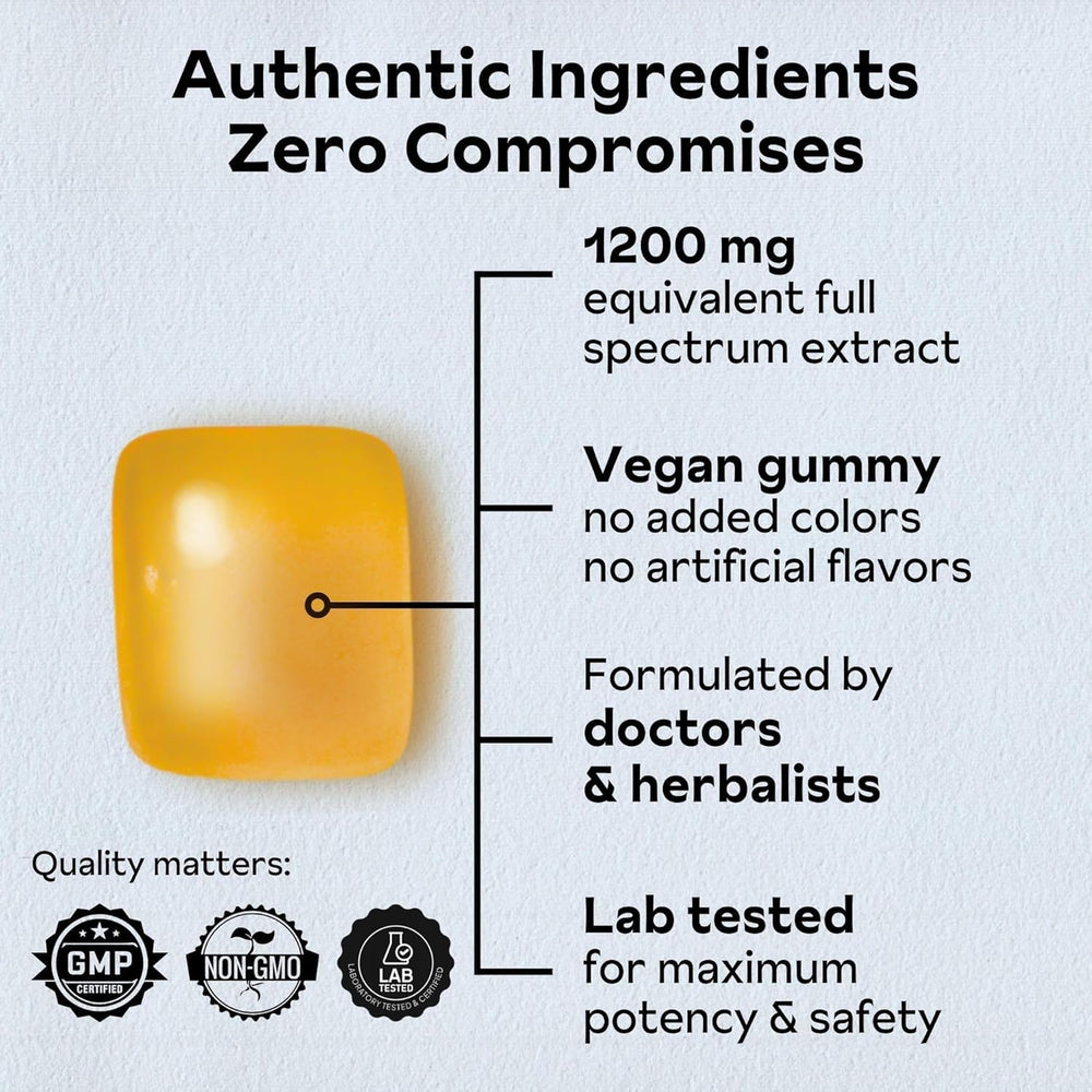 Ingredients panel highlighting Korean Red Panax Ginseng and vegan formula