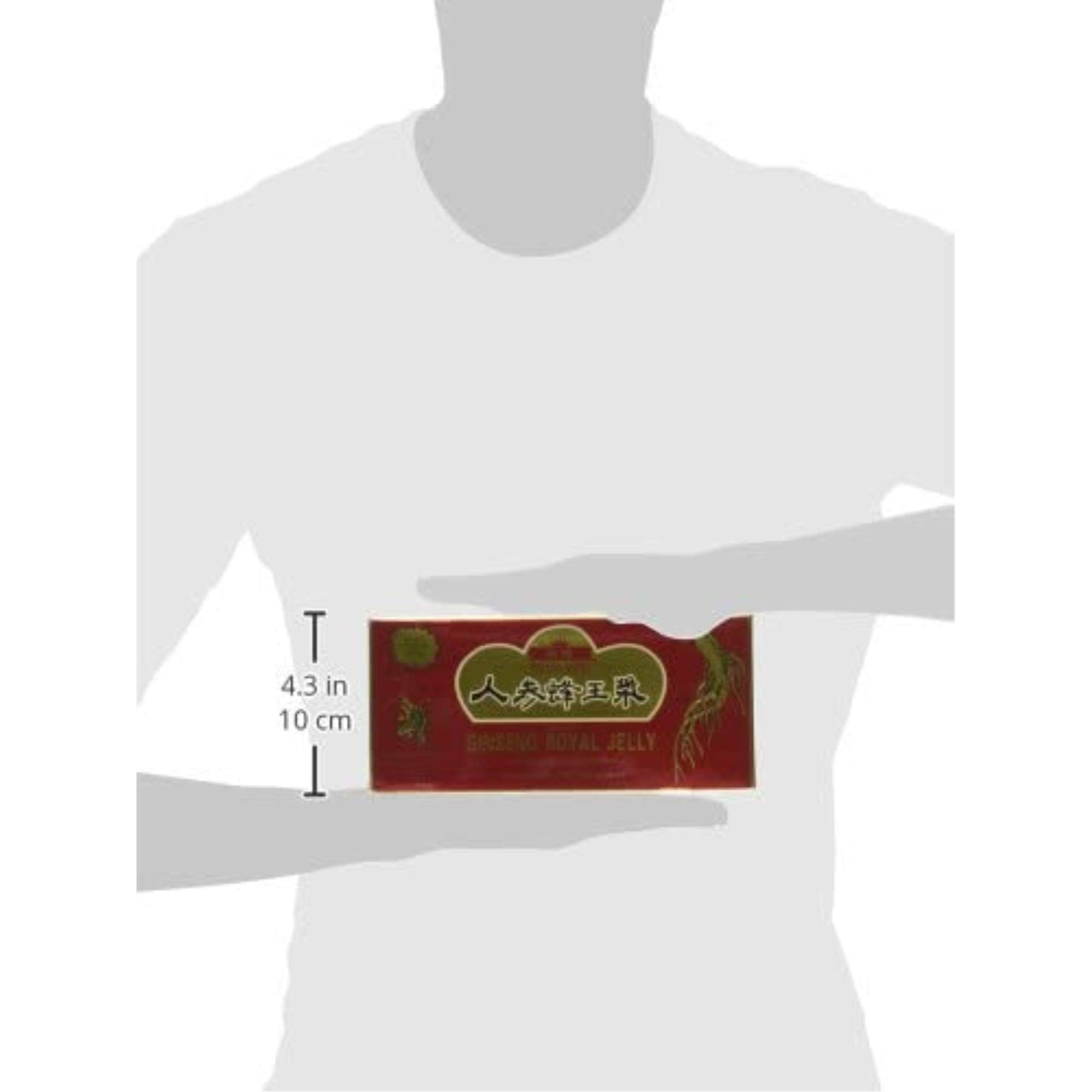 Product packaging and vials of ginseng and royal jelly in honey base