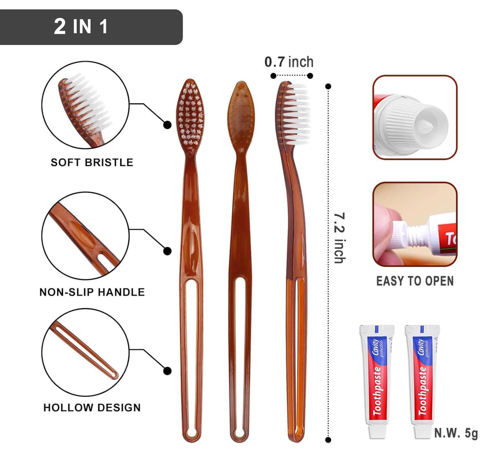 Bulk travel toothbrushes with two color options