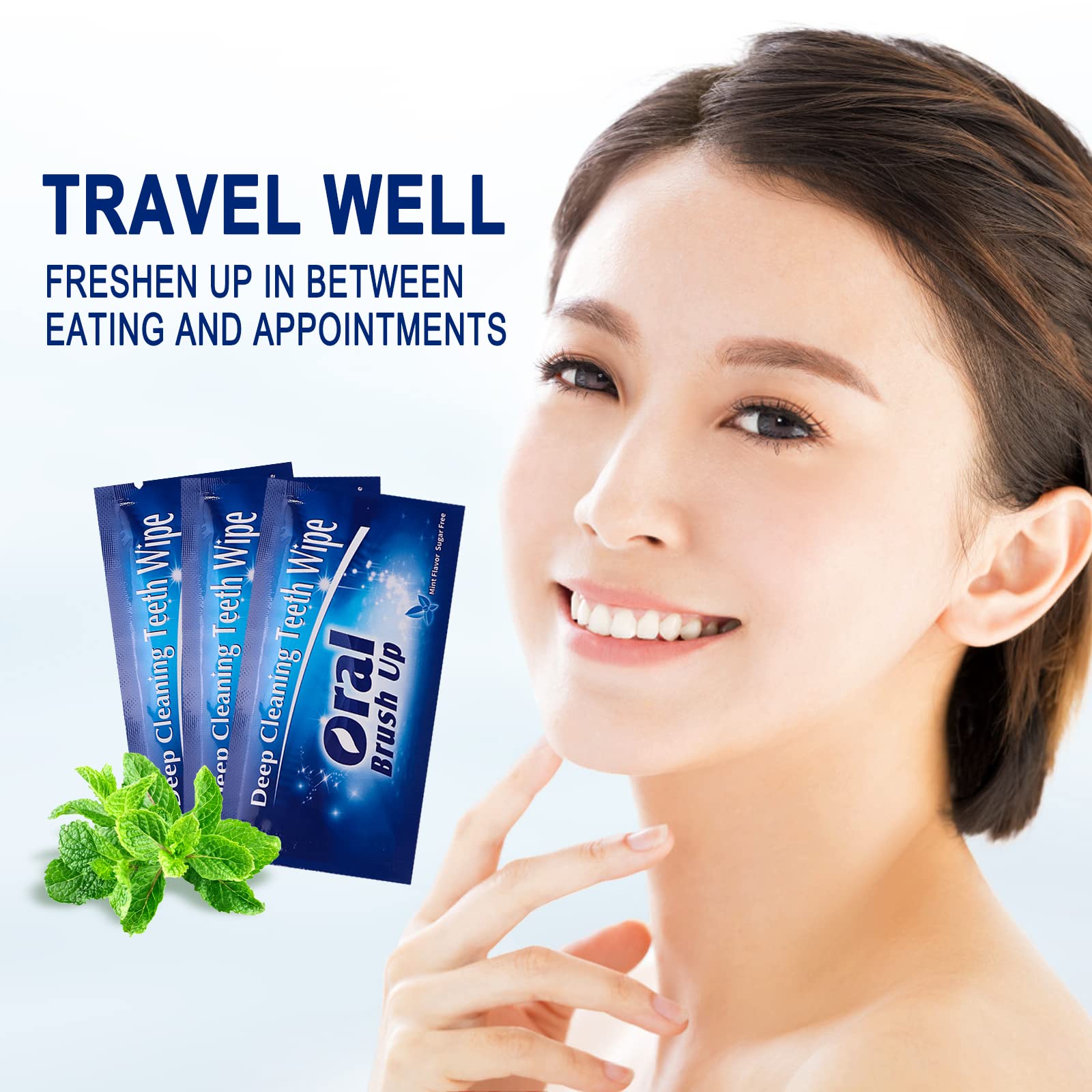 On-the-go use of disposable oral whitening wipe