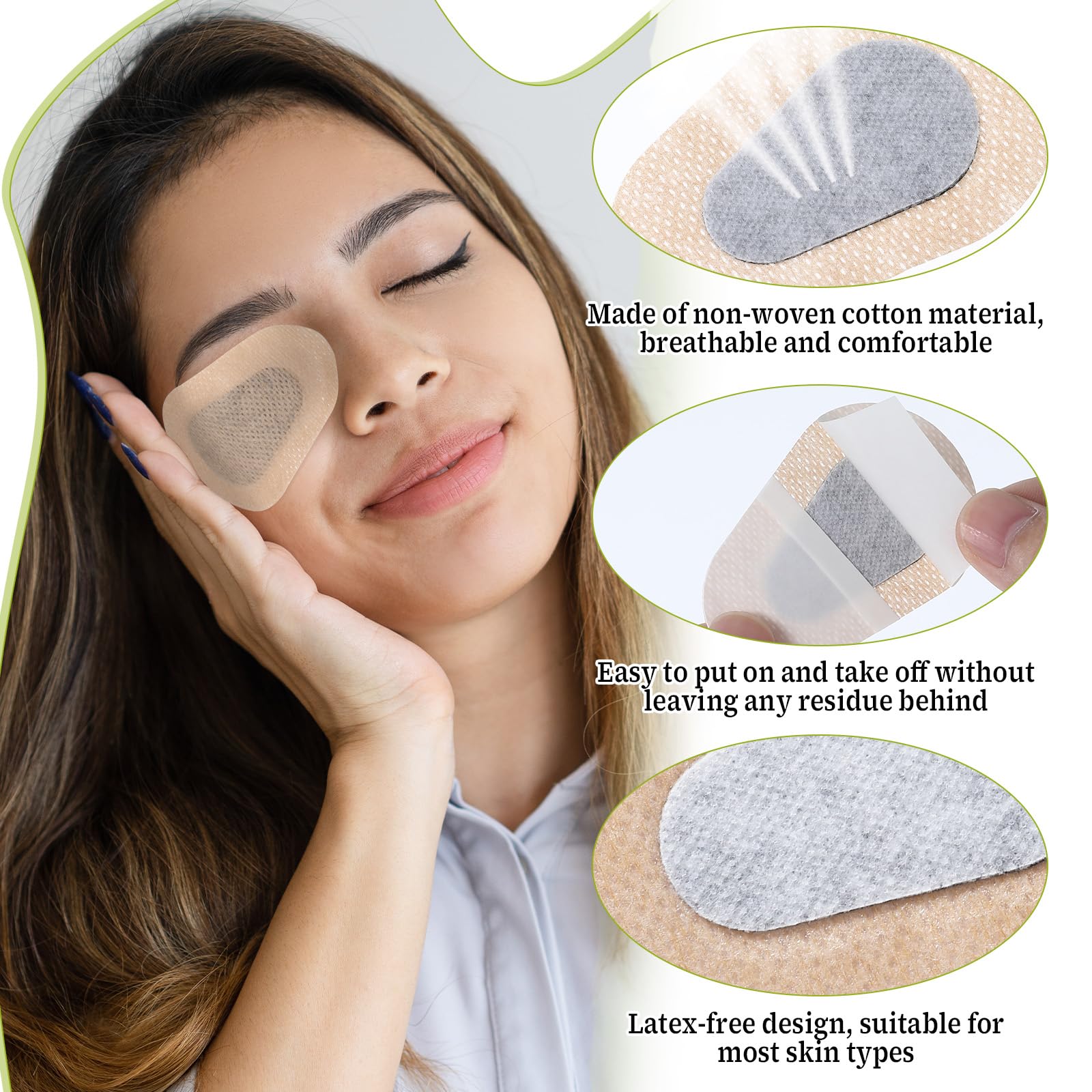 Adhesive eye patch securely adheres around the eye