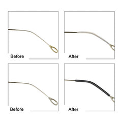 Close-up of 63mm end tip with 1.3mm hole for thin metal eyeglass legs