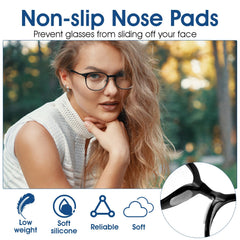 Non-slip adhesive nose pads on eyeglasses frames