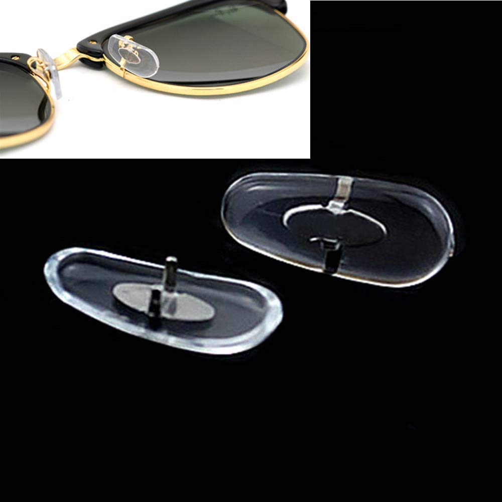 Glasses with clip-on nose pads attached for secure fit