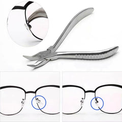 Stainless steel glasses repair clip close-up
