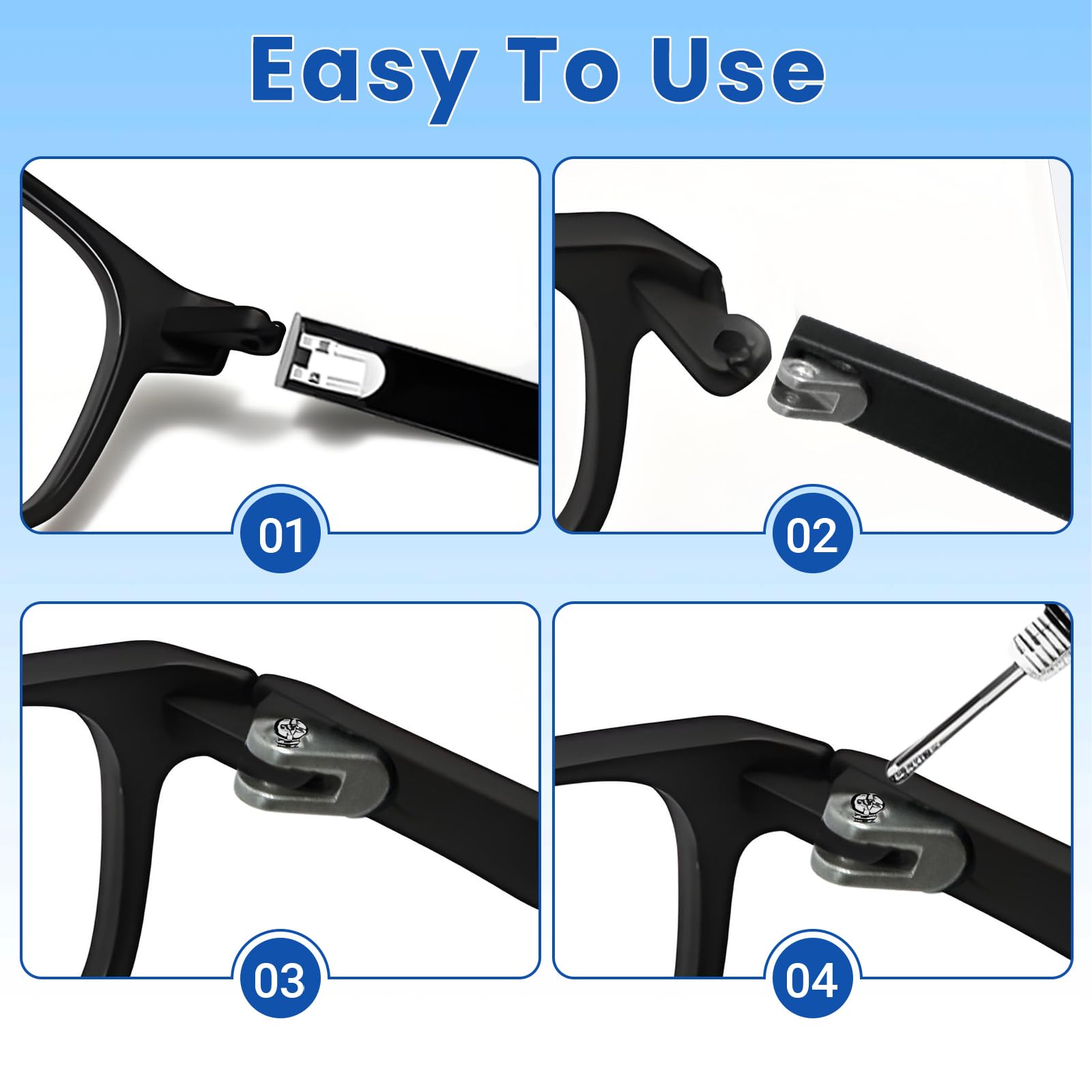 Temple parts made of silicone titanium for glasses repair