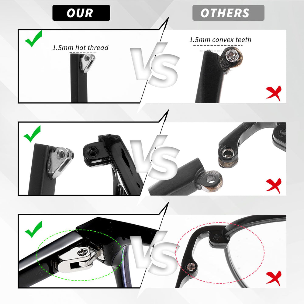 User installing glasses arm replacement with included screwdriver