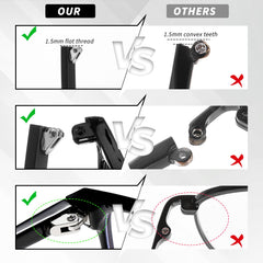 User installing glasses arm replacement with included screwdriver