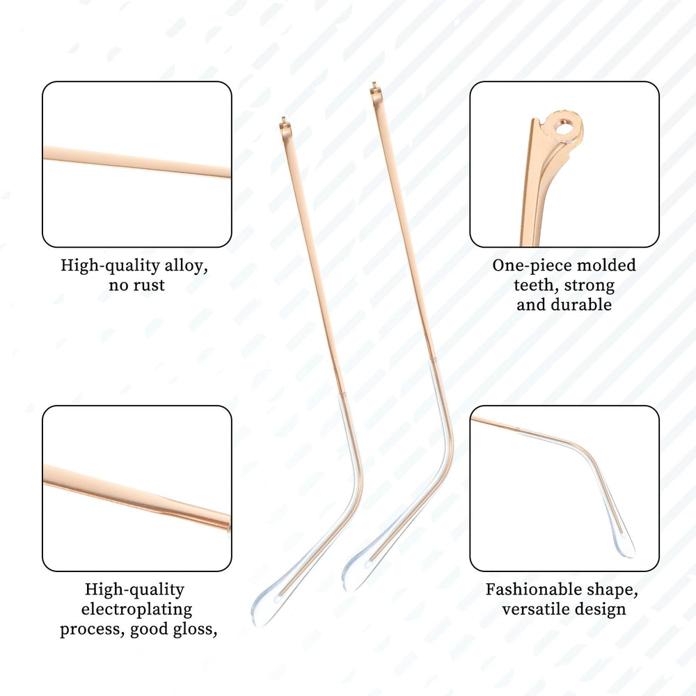 Gold eyeglasses temple with clear tip