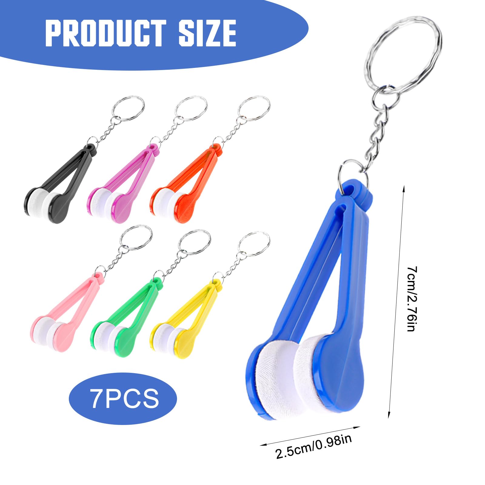 Yellow tweezers-shaped glasses cleaning clip with keychain