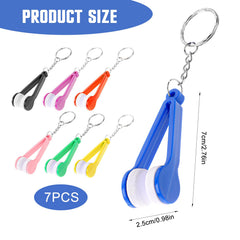 Yellow tweezers-shaped glasses cleaning clip with keychain
