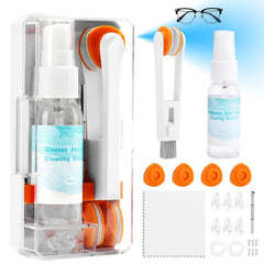 Portable eyeglasses cleaning kit box with all accessories