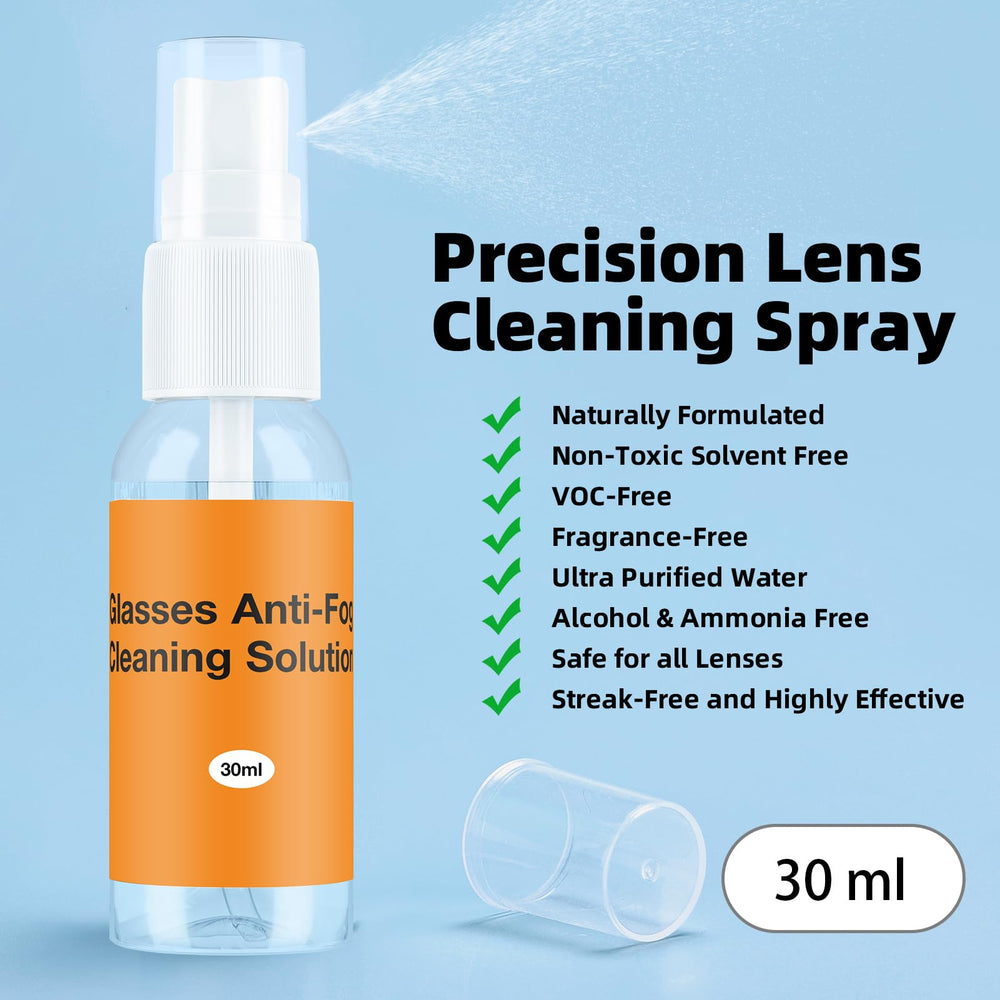Anti-fog spray bottle with microfiber cleaning cloth
