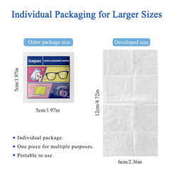 Single-use lens wipe packet opened for use