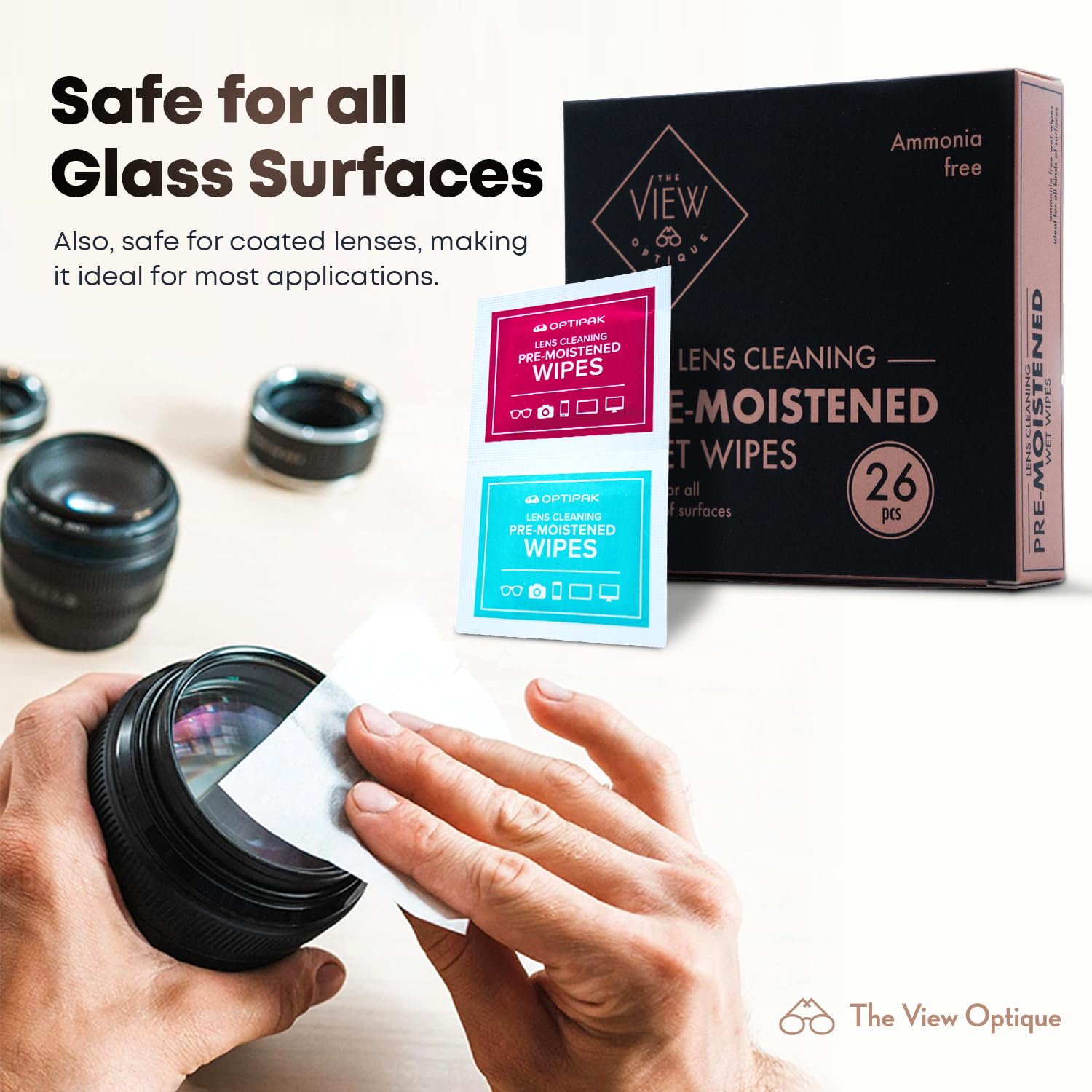 Glasses cleaning kit with spray bottle and wipes