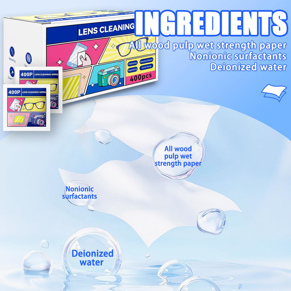 Portable travel pack of glasses cleaning wipes