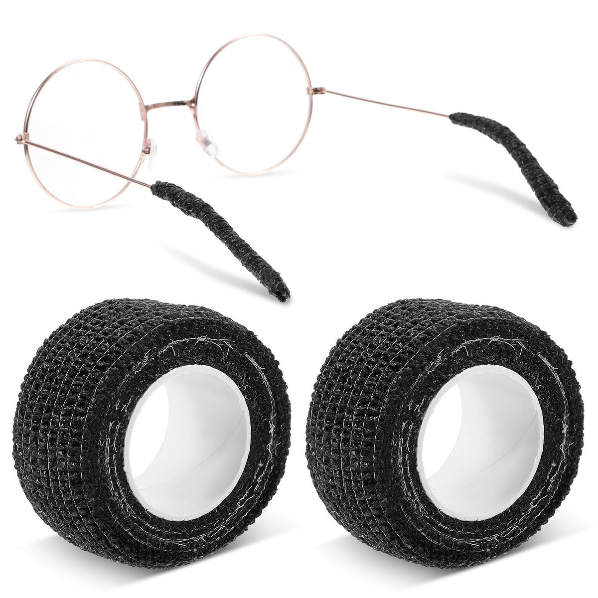 Black glasses ear cushion bandage product close-up