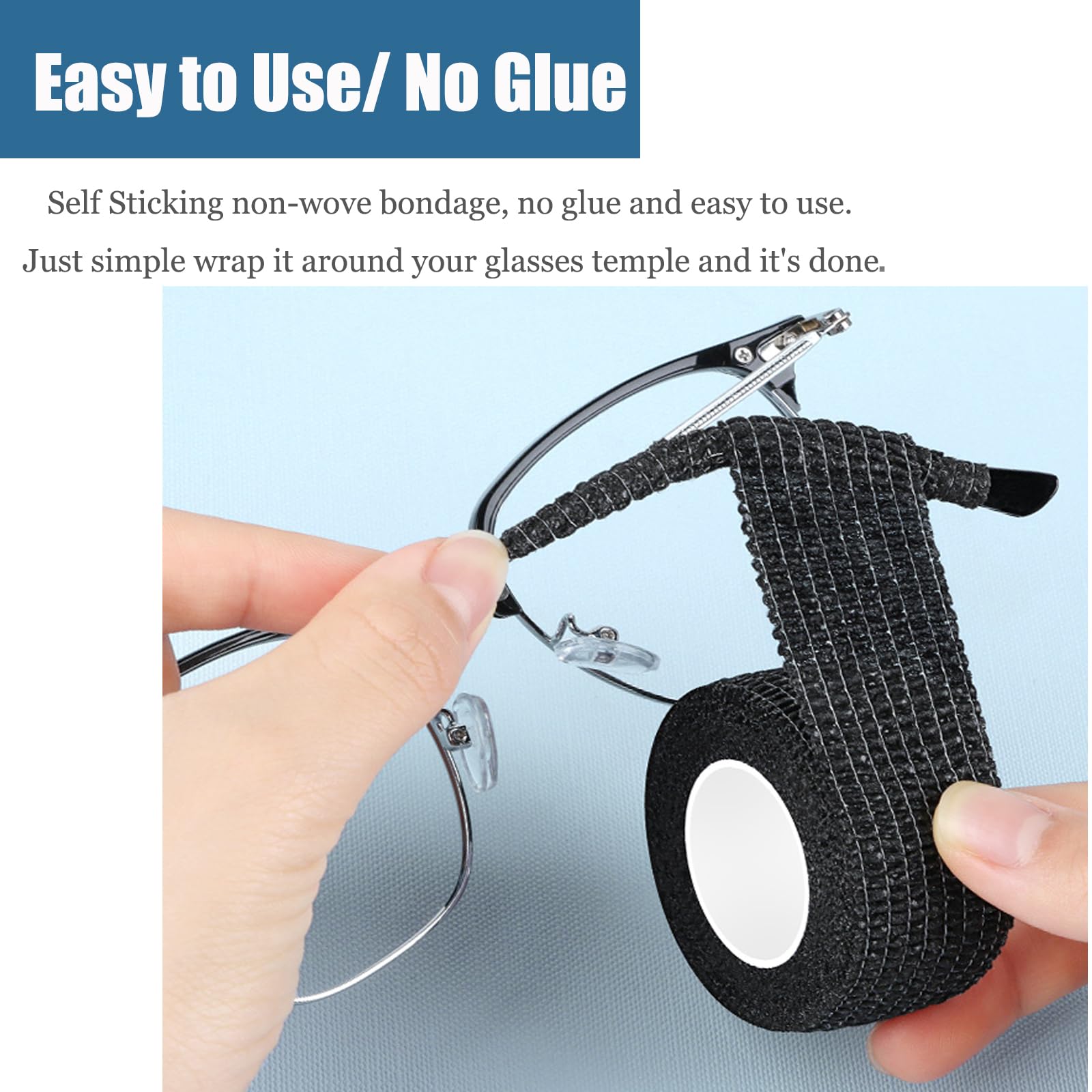 Self adhesive ear cushion bandage wrapping around temple