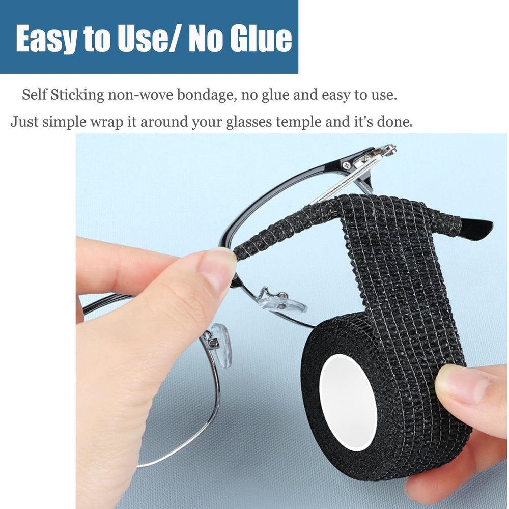 Self-stick non-woven material providing anti-slip temple tips
