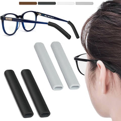 2 pairs silicone glasses ear cushions in BLK&Gry - front view