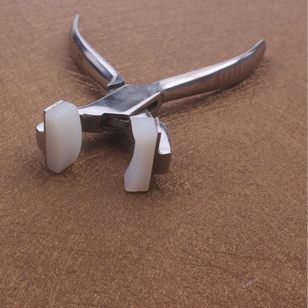 Close-up of eyeglasses repair tool for frame arms