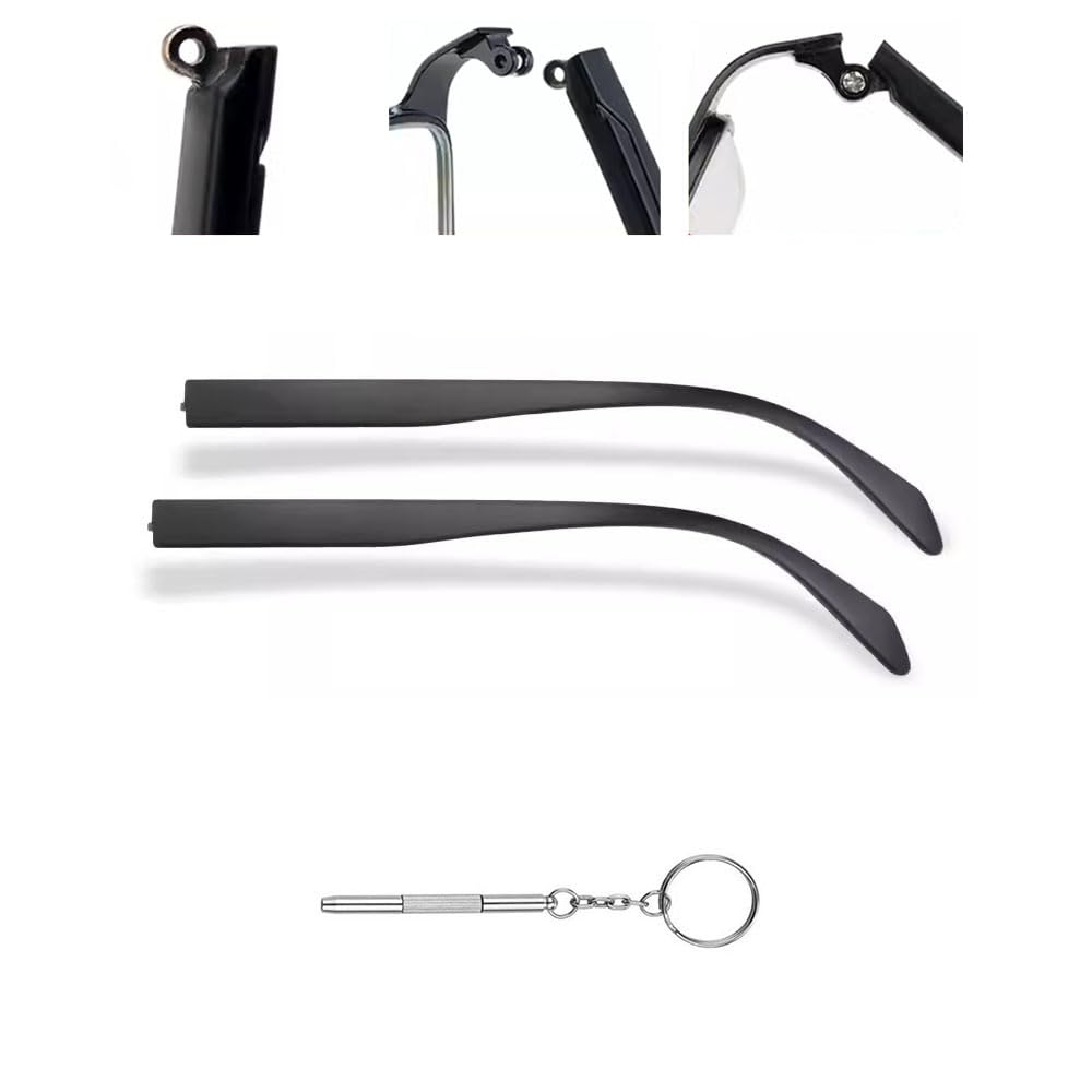 Black glasses temple arm replacement for TR90 frames, 8mm width