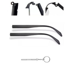 Black glasses temple arm replacement for TR90 frames, 8mm width