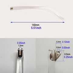 Eyeglass leg width shown as 5.2mm (0.2 inch) with size reference