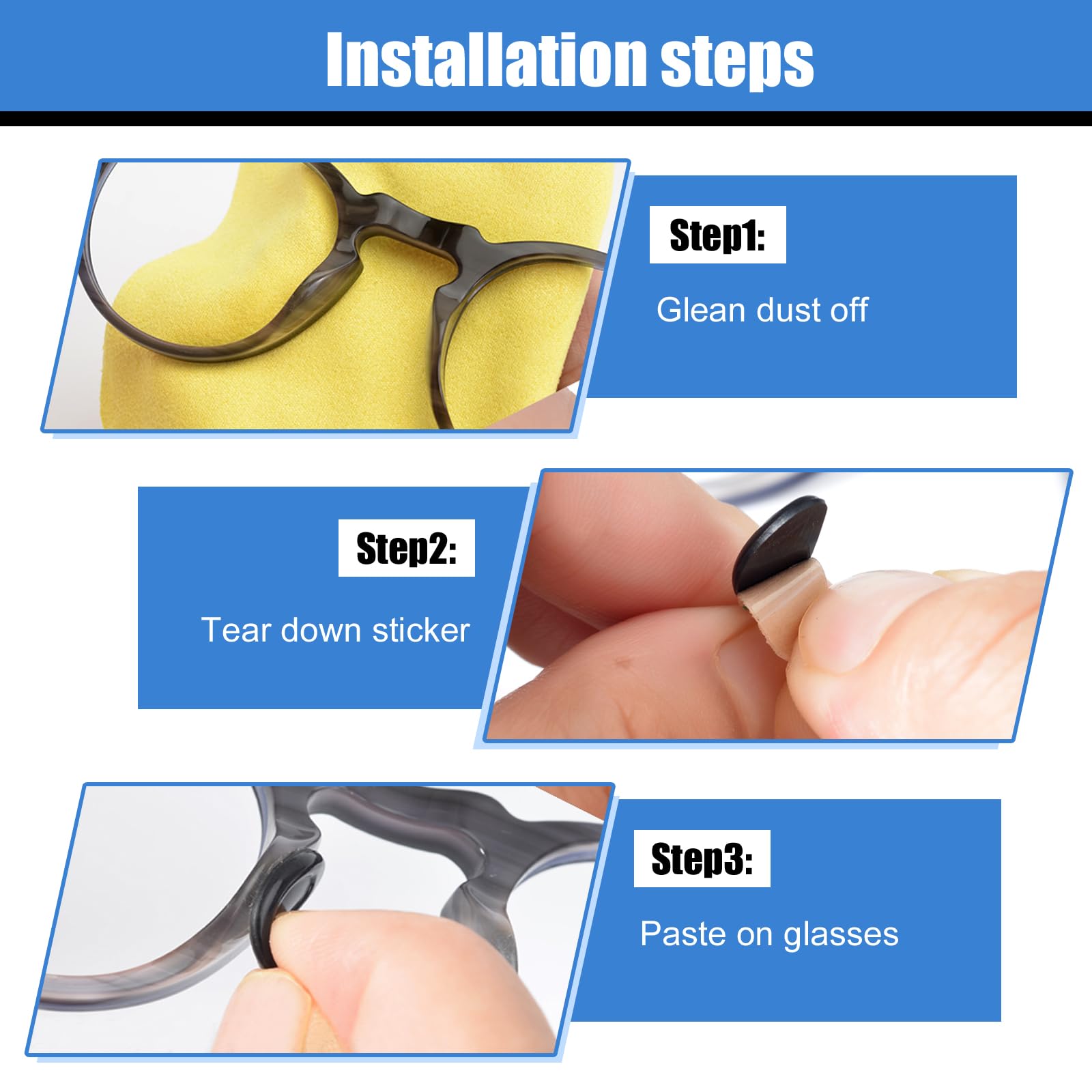 Stick-on adhesive nose pads for eyewear