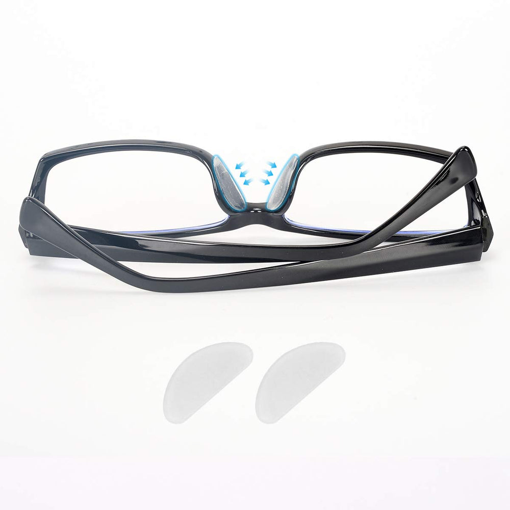 Glasses with silicone nose pads applied