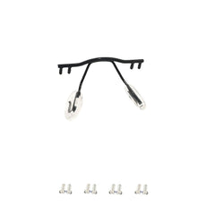 Frameless metal eyeglasses nose pad arm (black) - close-up detail
