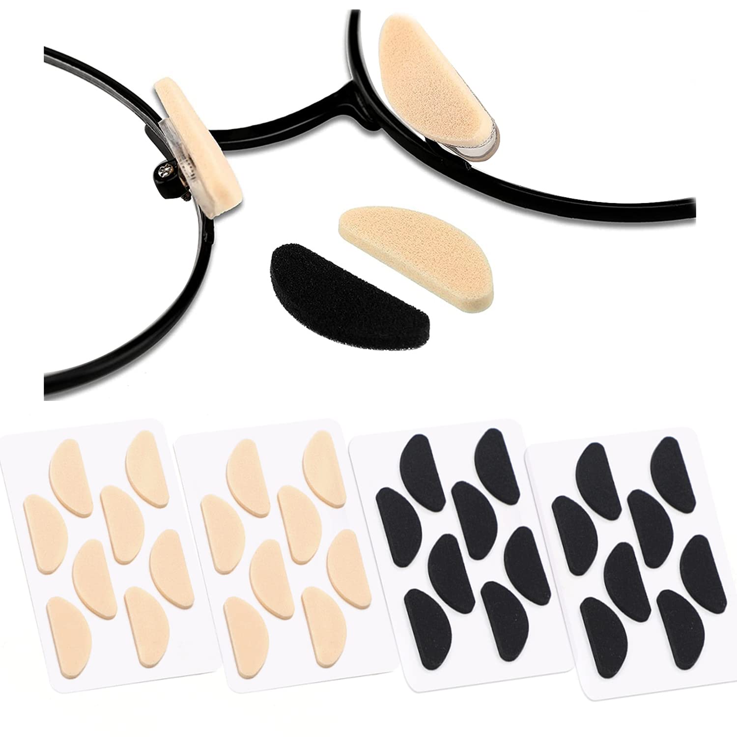 Black foam adjustable eyeglass nose pads close-up
