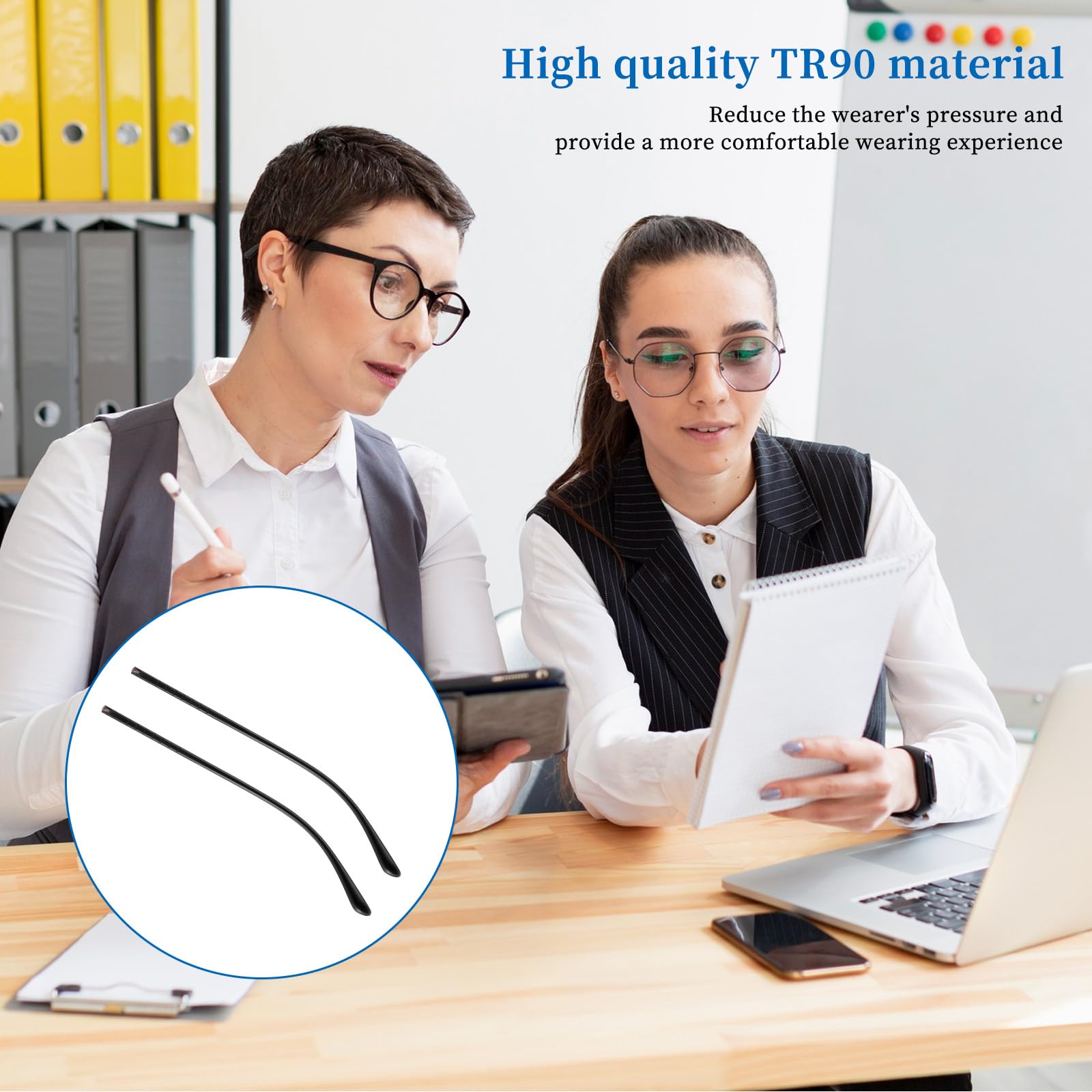 Nuts and washers for secure temple attachment