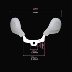 Close-up of glasses nose pad with metal core and 3-in-1 screwdriver