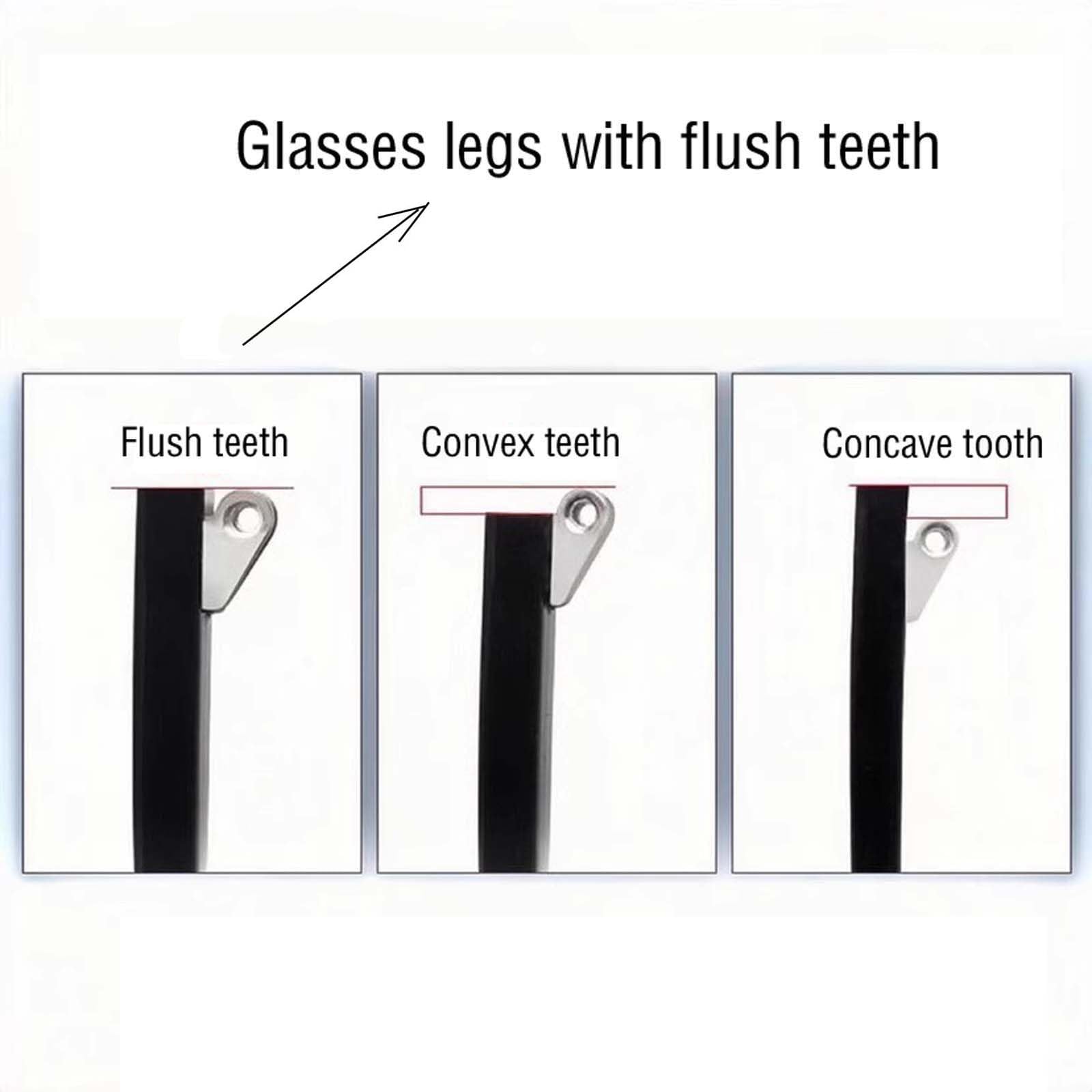 Close-up of temple arms double teeth hinge