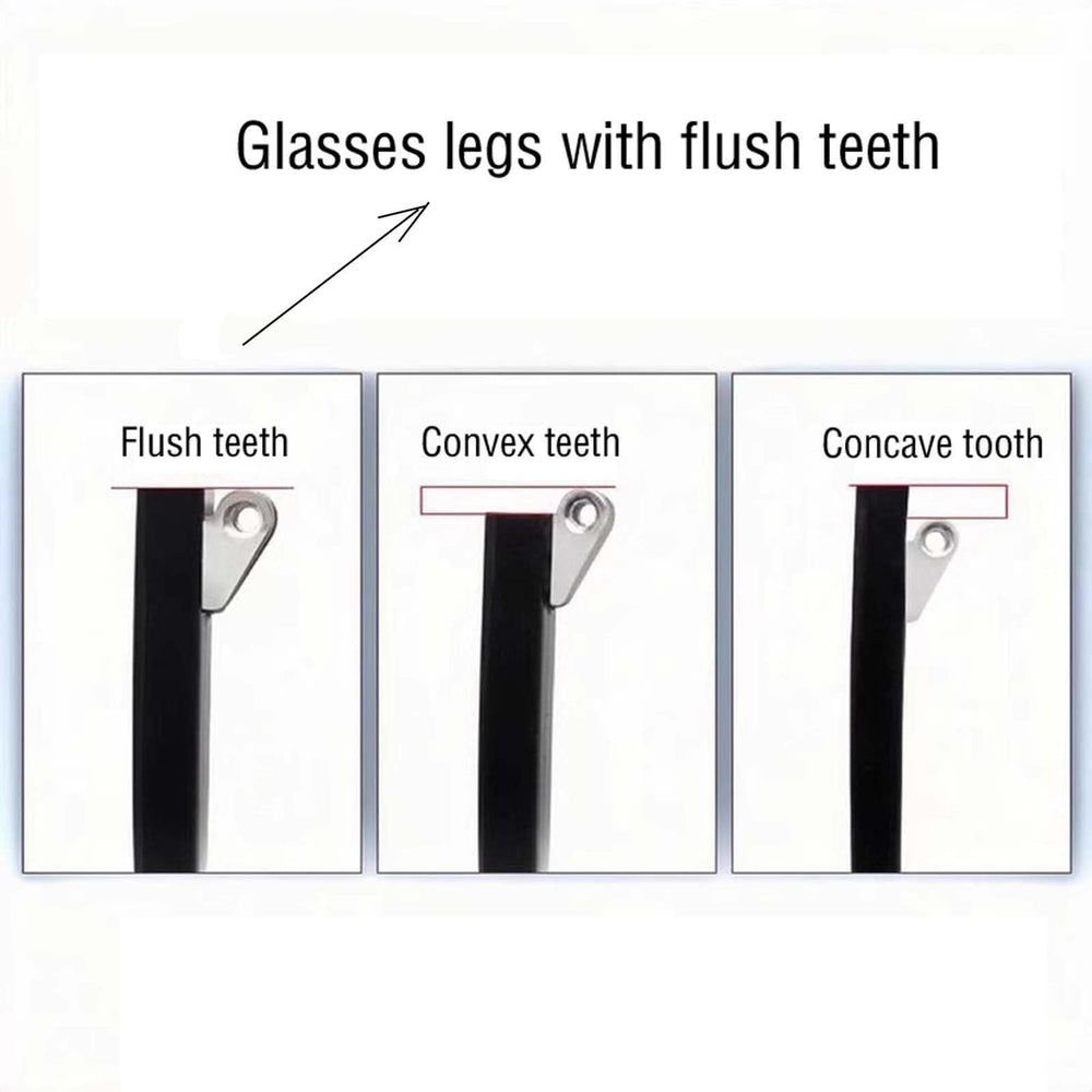 Close-up of temple arms double teeth hinge