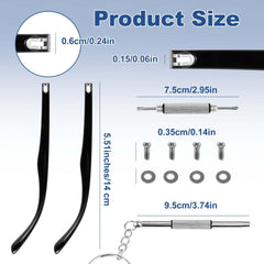 Black TR-90 replacement temple for eyeglasses - close-up view