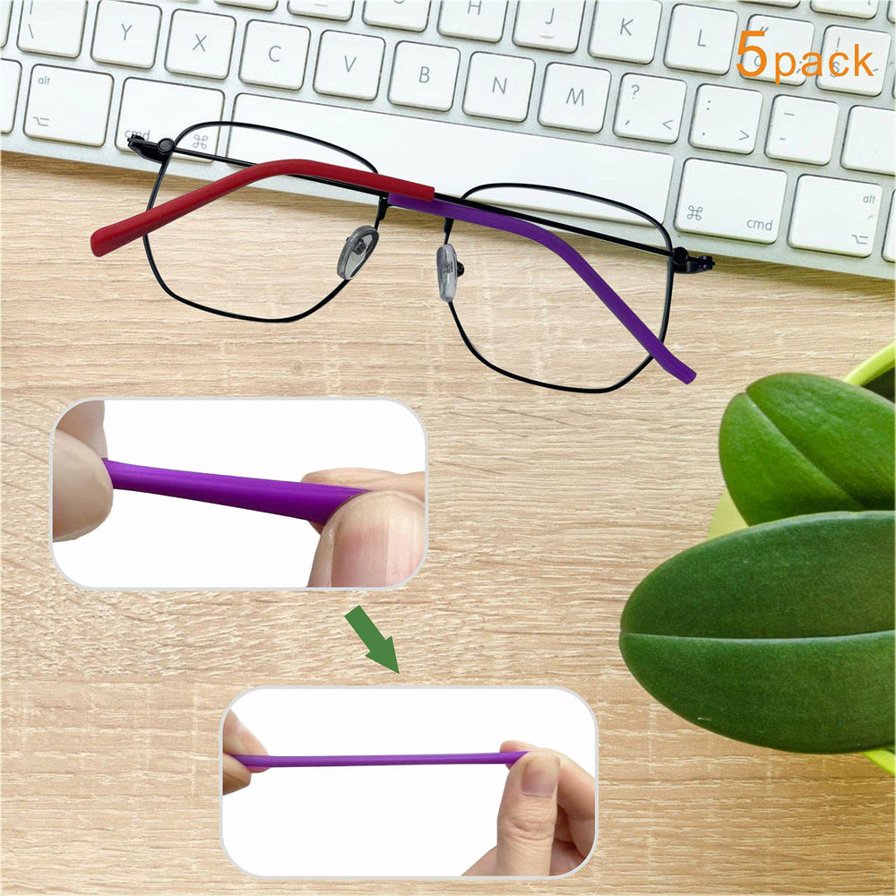 Red silicone temple end tips anti-slip ear socks