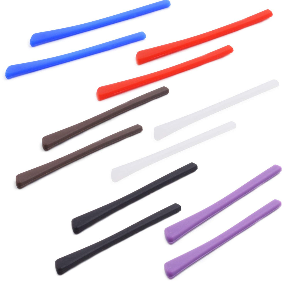 Set of 6 silicone eyeglass temple tips in assorted colors