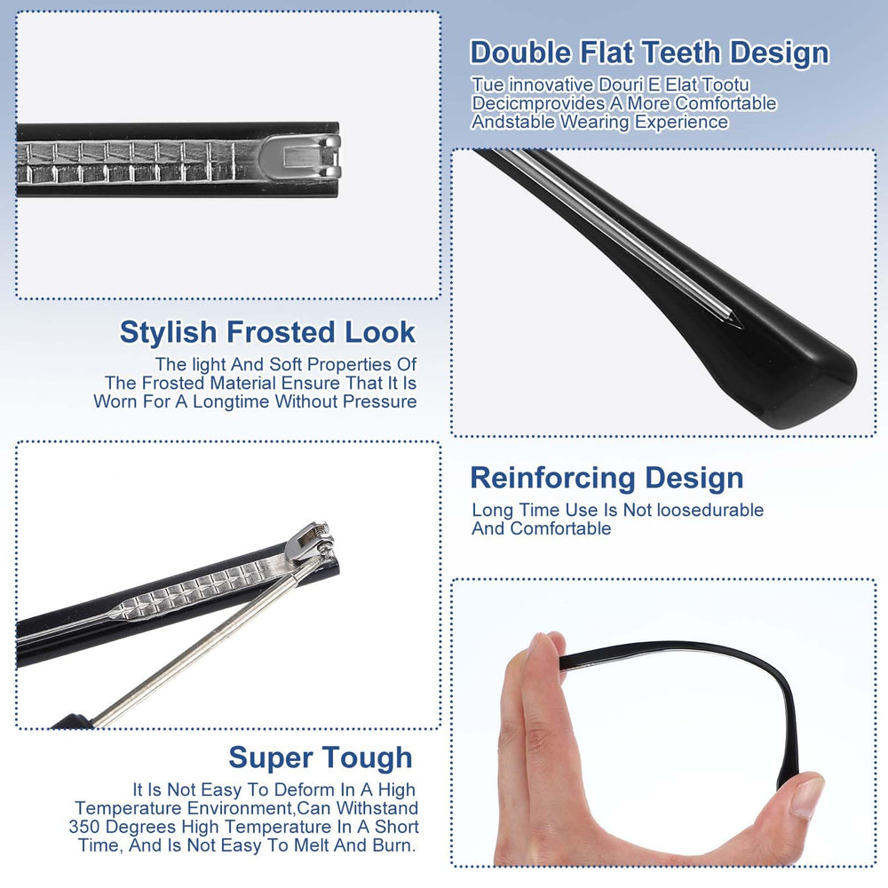 Double hinge temple arm for eyeglasses black