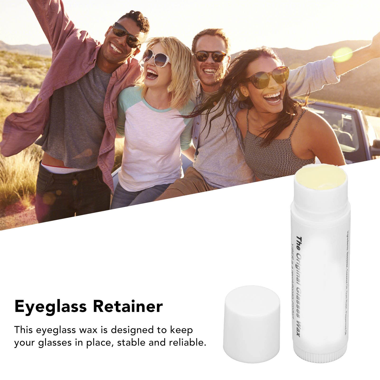Non-slip eyewear wax applied to a plastic eyeglasses frame to prevent slipping